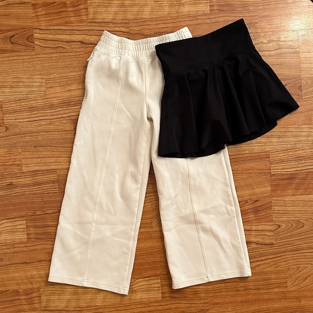 Girls Old Navy Black Skort and Cream Pants Athletic Set